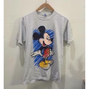 Vintage Disney Mickey Mouse Velva Sheen T-Shirt Grey Size Medium